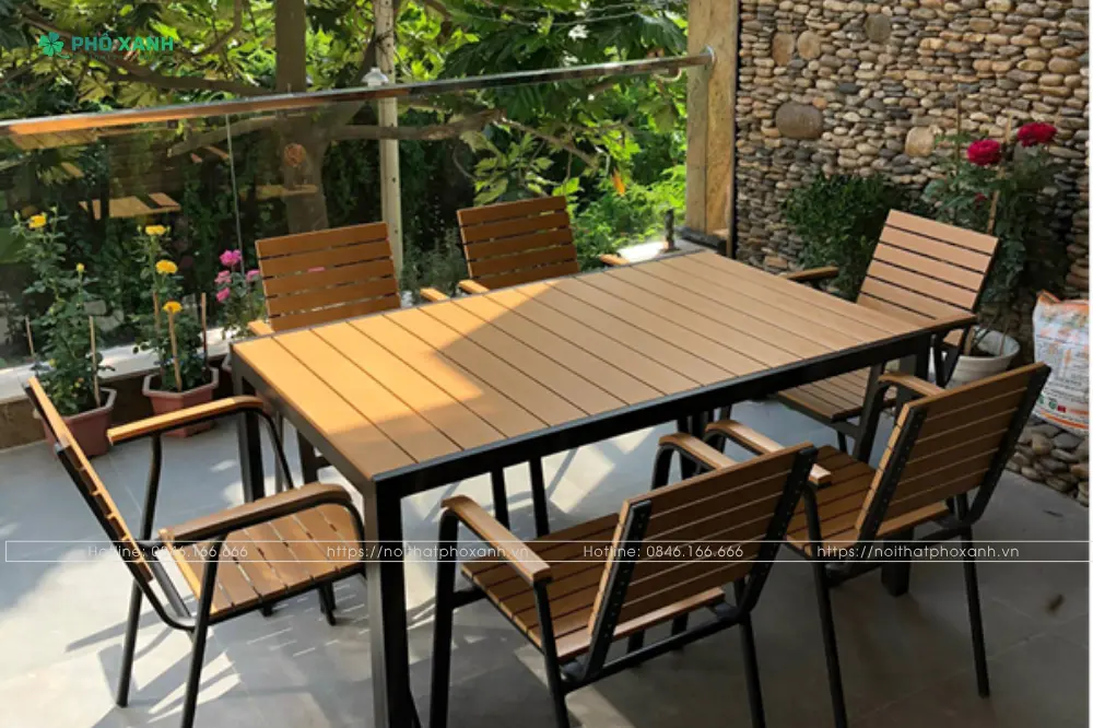 Chiêm Ngưỡng Bộ Bàn ăn Composite khung nhôm tối giản phong cách Bắc Âu