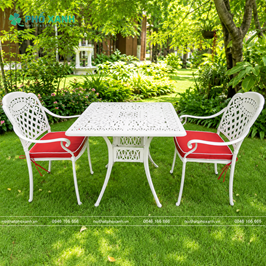 Đặt hàng Bộ bàn ghế nhôm đúc hình vuông BND-9090TK