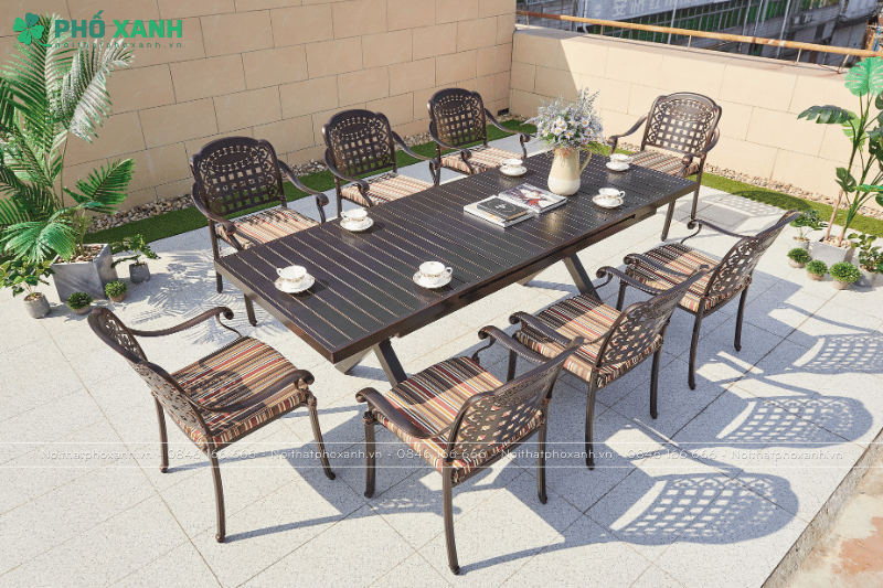 B&agrave;n ghế nh&ocirc;m đ&uacute;c nhập khẩu 