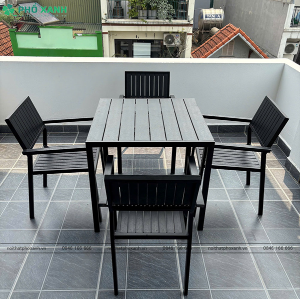 Bộ bàn ghế Composite (Polywood) nhà hàng quán cafe BCP-8080NDKD