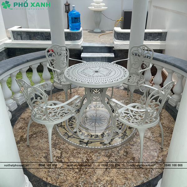 Bộ bàn ghế nhôm đúc hình tròn BND-D80TK