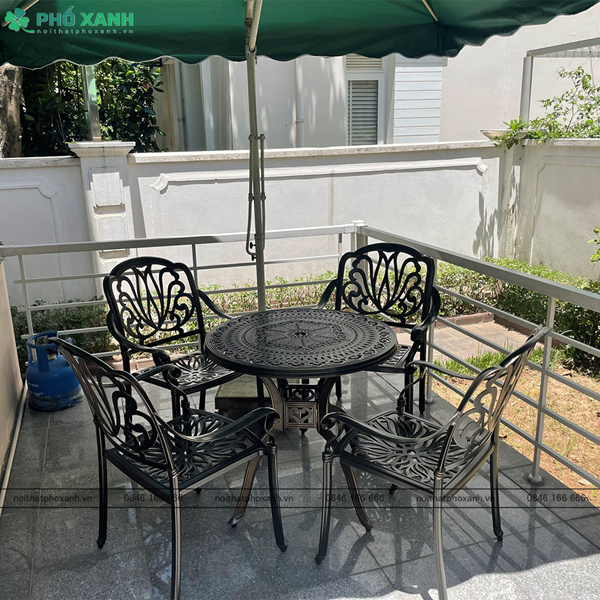 Bộ bàn ghế nhôm đúc ngoài trời 4 chỗ BND-80D