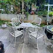 Bộ bàn ghế nhôm đúc D70 trắng kem BND-D70TK