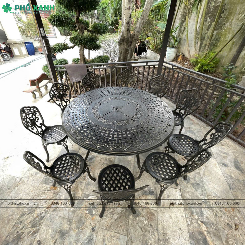 Bộ bàn ghế ngòai trời nhôm đúc BND-150NND dành cho khôn gian rộng