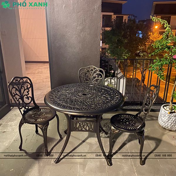 Bộ bàn ghế nhôm đúc cà phê sân vườn 4 ghế BND-90NND