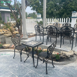 Bộ bàn ghế nhôm đúc mặt đá vuông BND-6060MDD