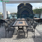 Bộ bàn ghế nhôm đúc mặt đá nướng dành cho biệt thự,sân vườn rộng BND-ND18998D01