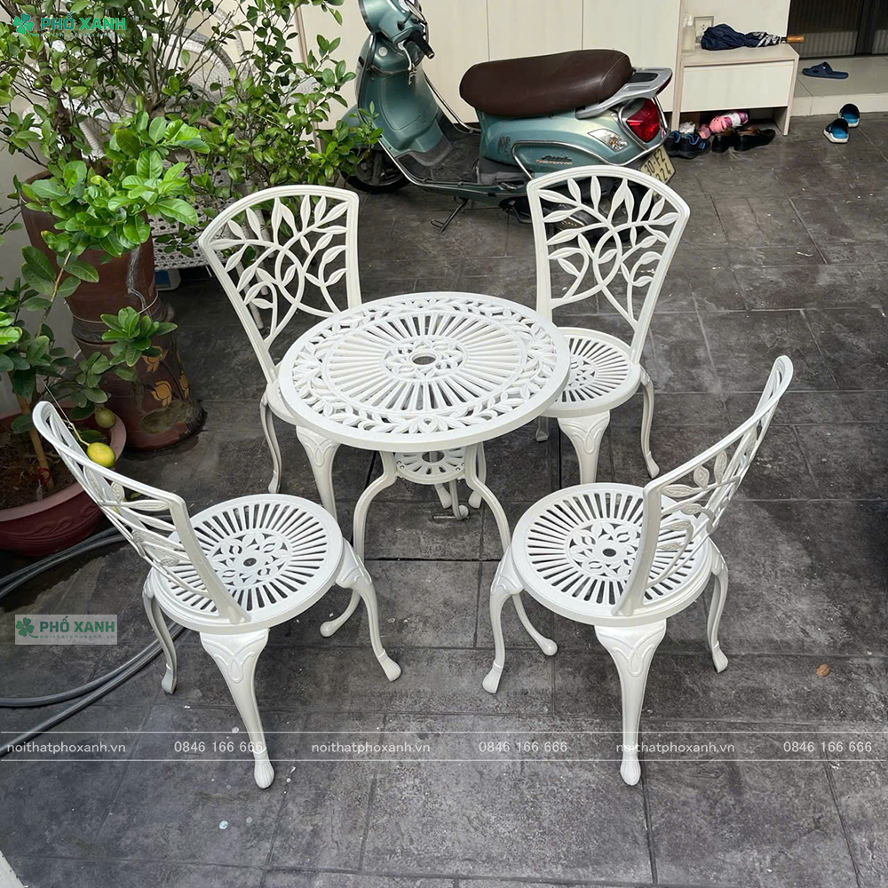 Bộ bàn ghế nhôm đúc nhỏ ngoài trời dành cho ban công,sân vườn nhỏ BND-D70CCTK