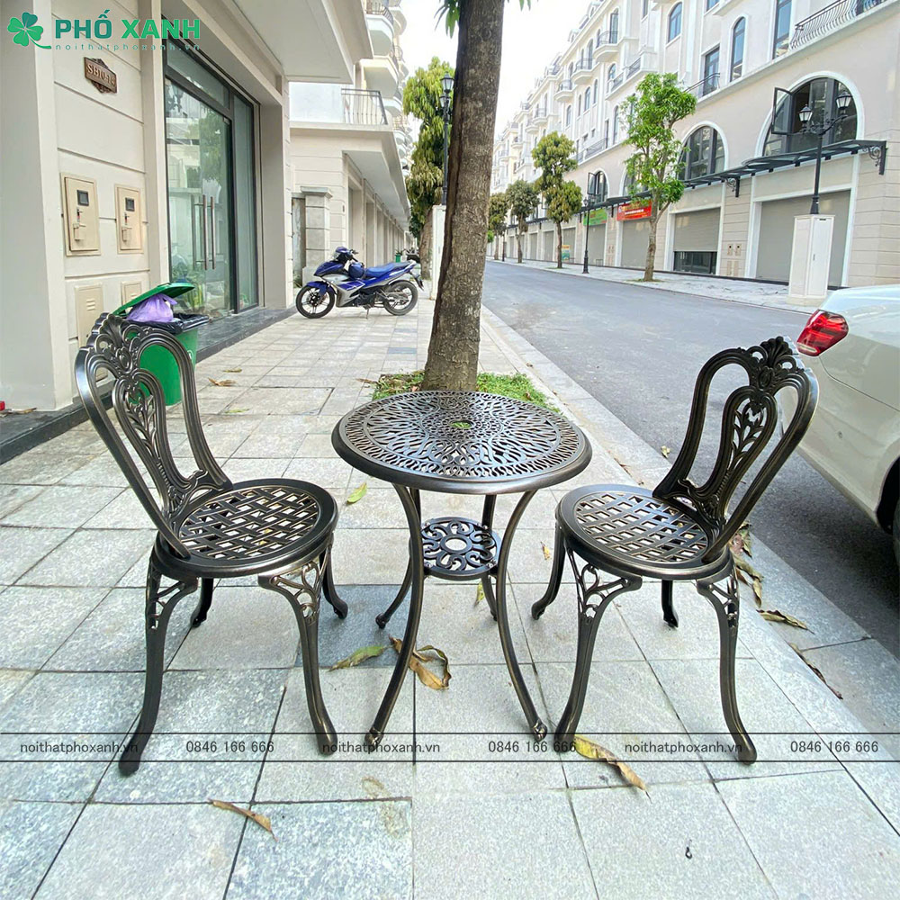 Bộ bàn ghế nhôm đúc nhỏ ngoài trời sân vườn,ban công BND-60D