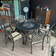 Bộ bàn ghế nhôm đúc mặt liền kết hợp nướng BBQ BND-NML120D