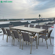 Bộ bàn ghế nhôm đúc ngoài trời thu gọn thông minh màu nâu BTG-18090NN