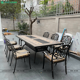 Bàn nhôm đúc mặt đá kết hợp nướng đôi cho 8 -10 người BND-ND203105D