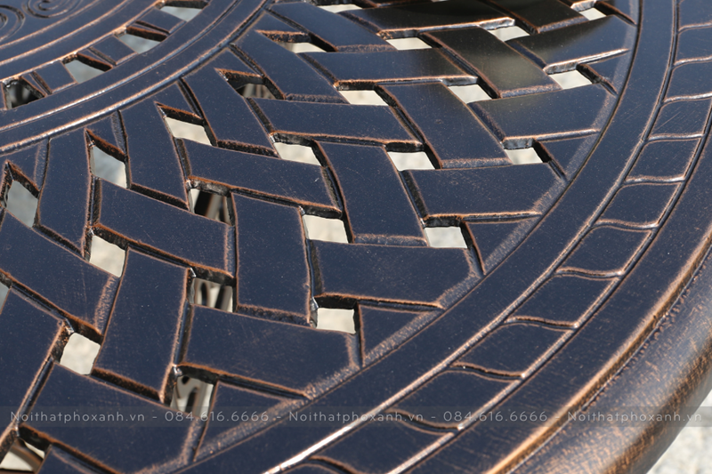 Bộ b&agrave;n ghế nh&ocirc;m đ&uacute;c ngo&agrave;i trời h&igrave;nh bầu dục m&agrave;u đen đồng BND-BD18090TTD