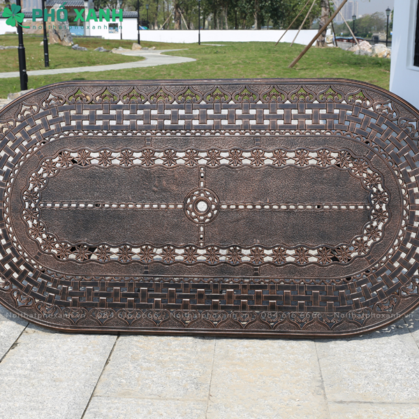 Bàn nhôm đúc hình bầu dục sân vườn nhà hàng BND-BD21001100D