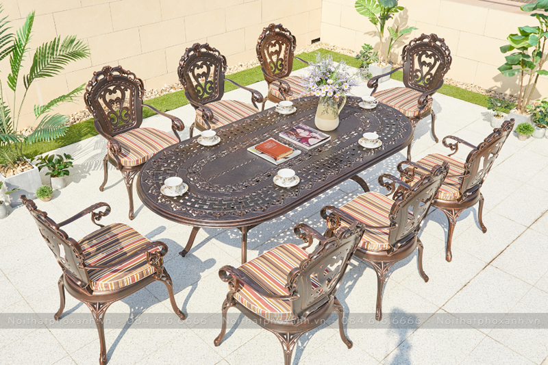 B&agrave;n nh&ocirc;m đ&uacute;c h&igrave;nh elip ngo&agrave;i trời BND-BD21001100TTD