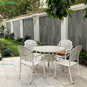 Bộ bàn ghế hợp kim nhôm đúc màu trắng ngoài trời BND-100TK