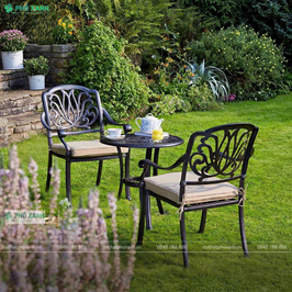 Bộ bàn ghế nhôm đúc sân vườn dành cho ban công, sân vườn nhỏ BND-D60D03