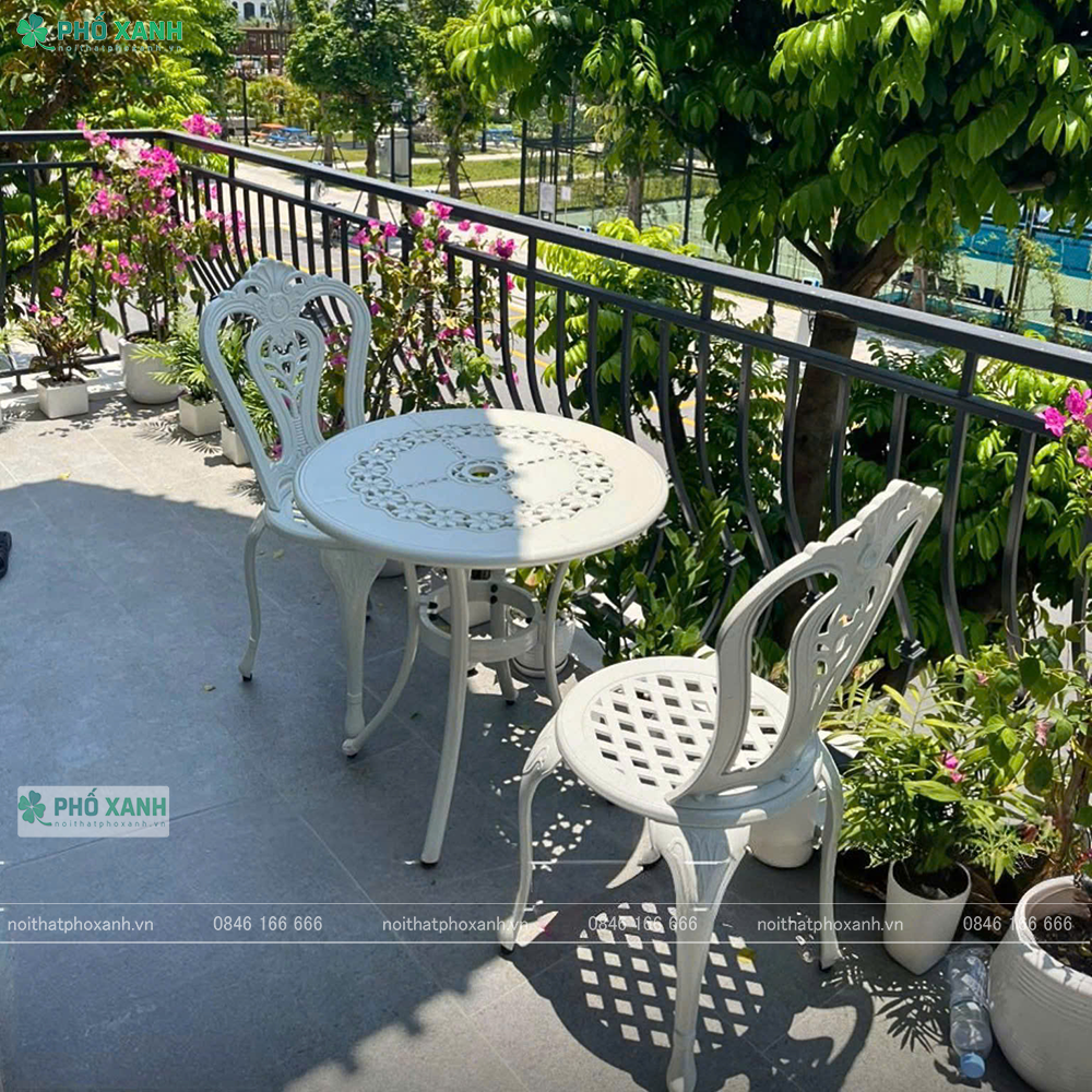 Bộ bàn ghế nhôm đúc nhỏ ban công, sân vườn BND-HV70TK