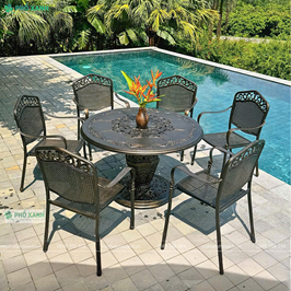 Bộ bàn ghế nhôm đúc cao cấp dành cho nhà chòi,sân vườn biệt thự BND-D120CCD01