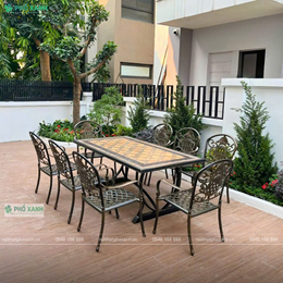 Bộ bàn ghế nhôm đúc mặt đá 8 ghế nhập khẩu BND-MD18998VD
