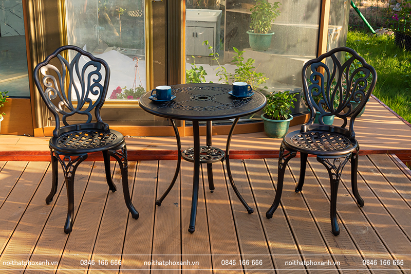 Bộ b&agrave;n ghế nh&ocirc;m đ&uacute;c nhỏ ban c&ocirc;ng, s&acirc;n vườn BND-HV70