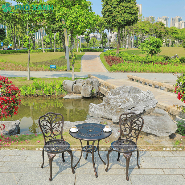 Bộ bàn ghế nhôm đúc nhỏ ban công, sân vườn BND-HV70