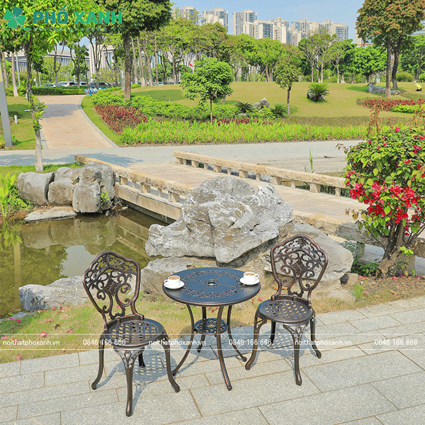 Bộ bàn ghế nhôm đúc nhỏ ban công, sân vườn BND-HV70