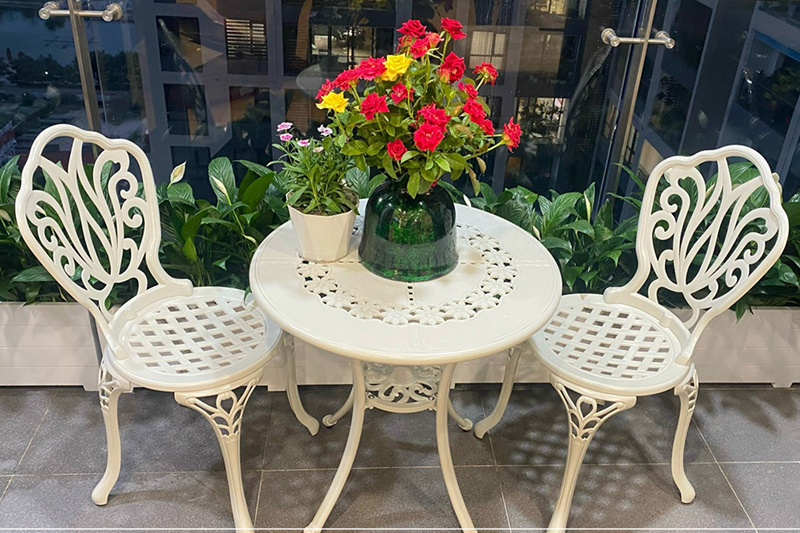 Bộ b&agrave;n ghế nh&ocirc;m đ&uacute;c nhỏ ban c&ocirc;ng, s&acirc;n vườn BND-HV70TK