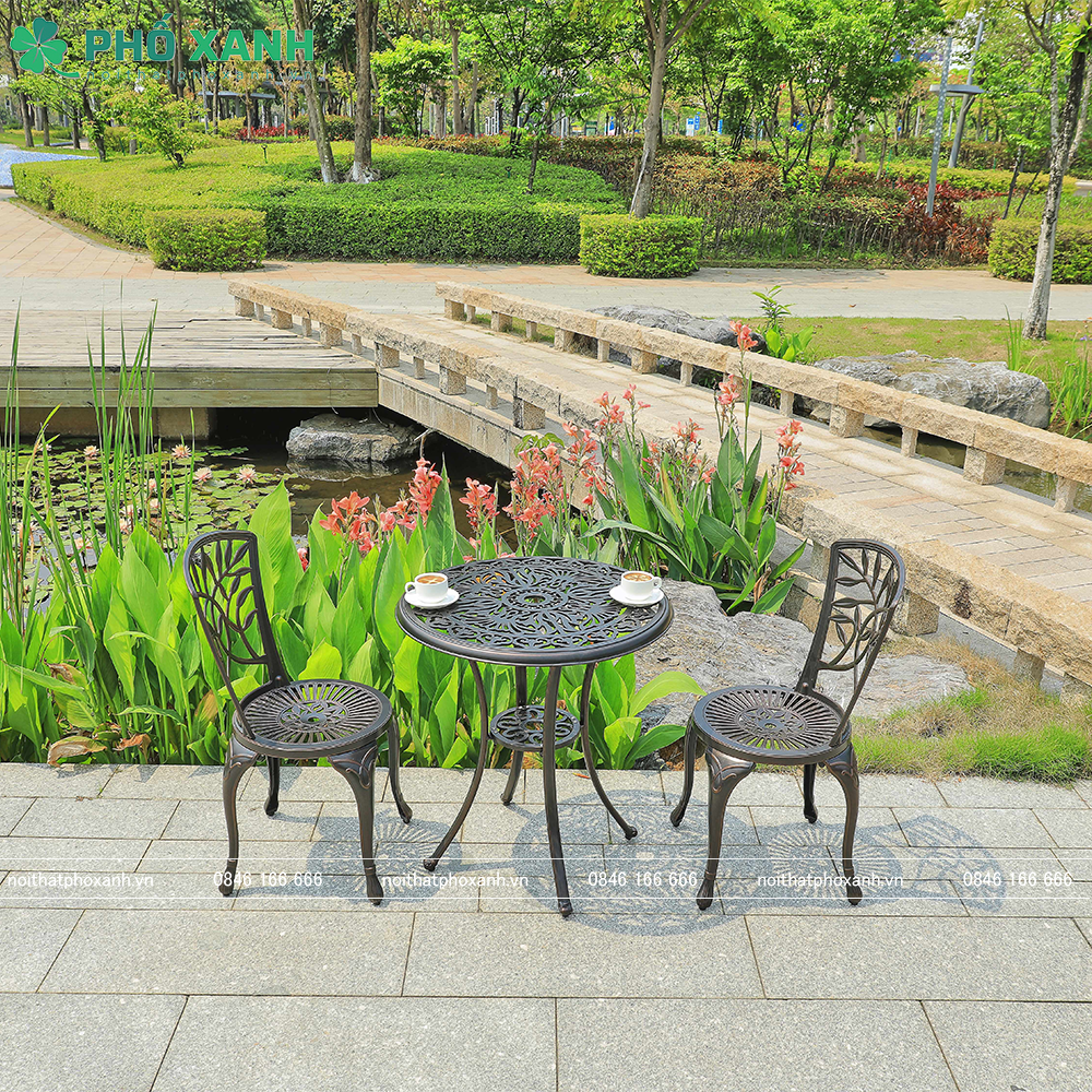 Bộ bàn ghế nhôm đúc nhỏ ngoài trời sân vườn,ban công BND-70D