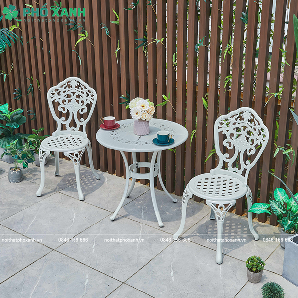 Bộ bàn ghế nhôm đúc nhỏ ban công, sân vườn BND-HV70TK