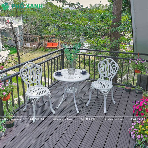 Bộ bàn ghế nhôm đúc nhỏ ban công, sân vườn BND-HV70TK