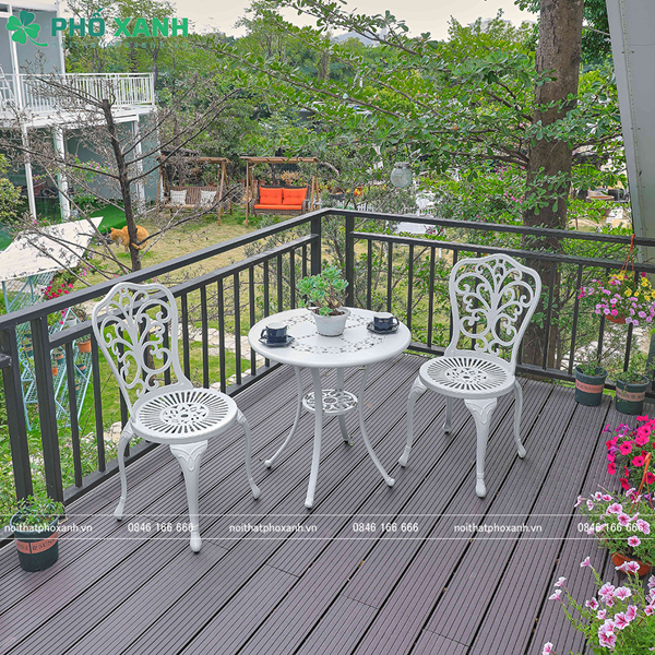 Bộ bàn ghế nhôm đúc nhỏ ban công, sân vườn BND-HV70TK