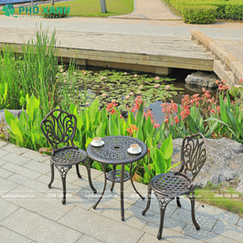 Bộ b&agrave;n ghế nh&ocirc;m đ&uacute;c nhỏ ngo&agrave;i trời s&acirc;n vườn,ban c&ocirc;ng BND-60D