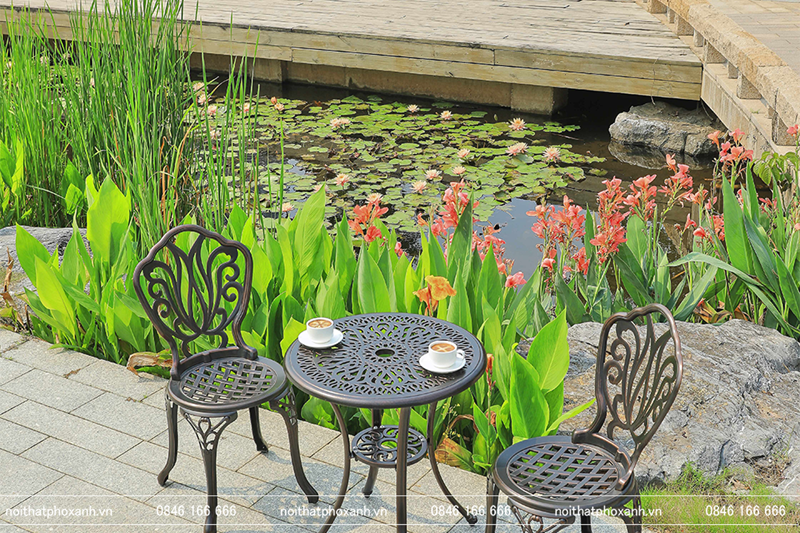 Bộ b&agrave;n ghế nh&ocirc;m đ&uacute;c nhỏ ngo&agrave;i trời s&acirc;n vườn,ban c&ocirc;ng BND-60D