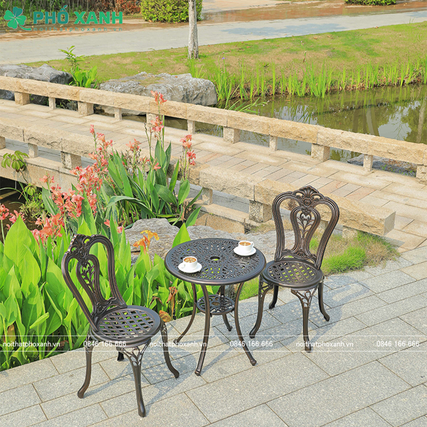 Bộ bàn ghế nhôm đúc nhỏ ngoài trời sân vườn,ban công BND-60D