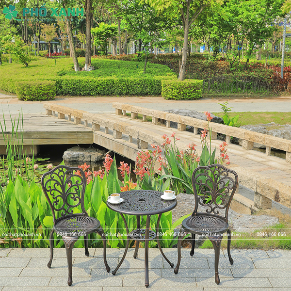 Bộ bàn ghế nhôm đúc nhỏ ngoài trời sân vườn,ban công BND-60D