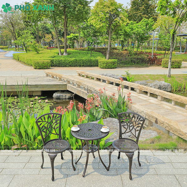 Bộ bàn ghế nhôm đúc nhỏ ngoài trời sân vườn,ban công BND-60D