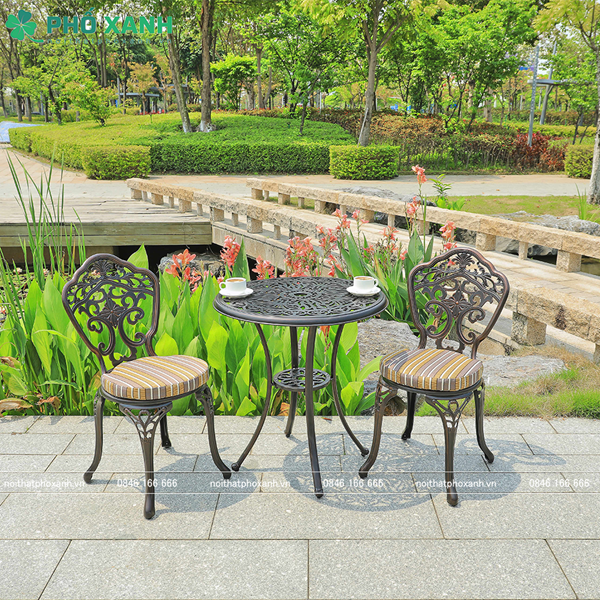 Bộ bàn ghế nhôm đúc nhỏ ngoài trời sân vườn,ban công BND-70D