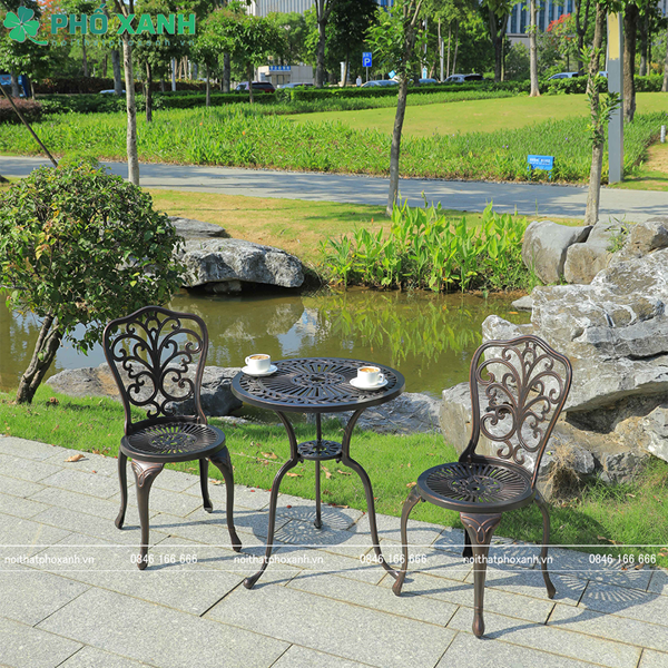 Bộ bàn ghế nhôm đúc nhỏ ngoài trời sân vườn,ban công BND-60CCD