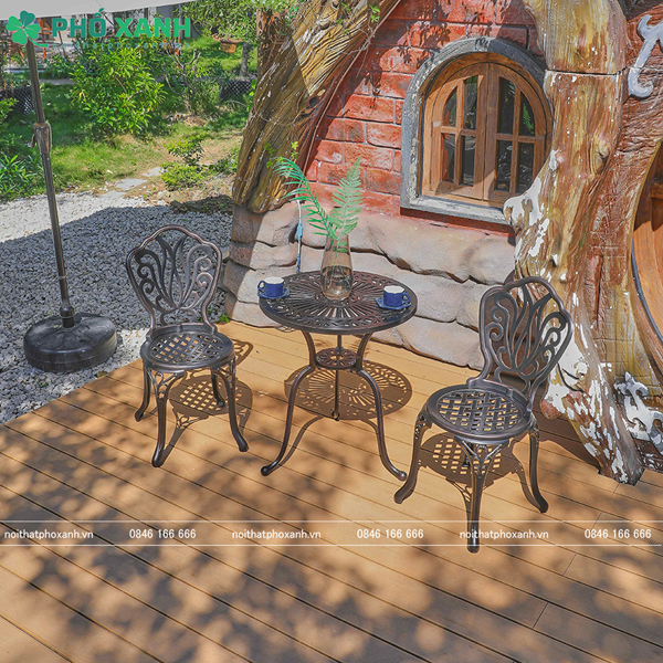 Bộ bàn ghế nhôm đúc nhỏ ngoài trời sân vườn,ban công BND-60CCD