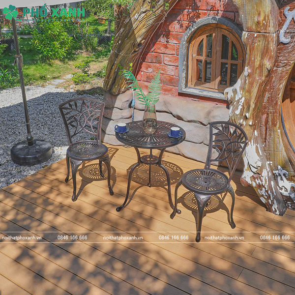 Bộ bàn ghế nhôm đúc nhỏ ngoài trời sân vườn,ban công BND-60CCD