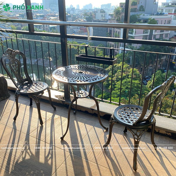 Bộ bàn ghế nhôm đúc nhỏ ngoài trời sân vườn,ban công BND-60CCD
