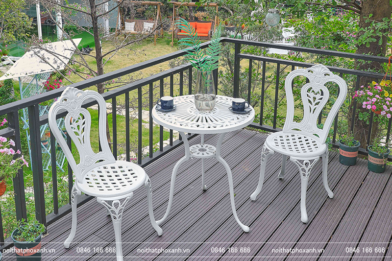 Bộ b&agrave;n ghế nh&ocirc;m đ&uacute;c nhỏ ngo&agrave;i trời s&acirc;n vườn,ban c&ocirc;ng BND-60CCTK