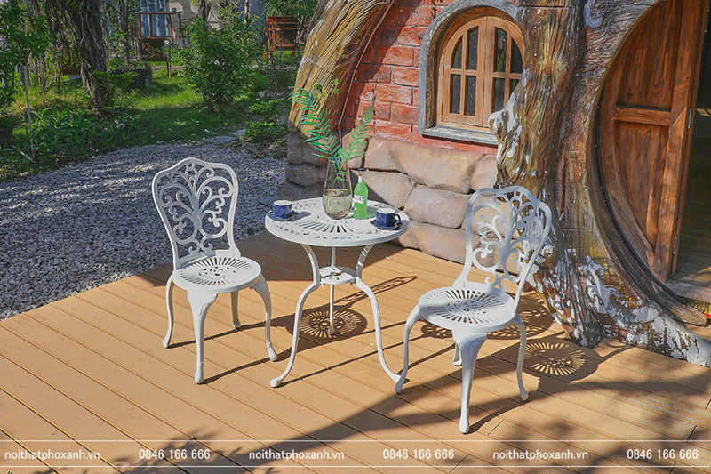 Bộ b&agrave;n ghế nh&ocirc;m đ&uacute;c nhỏ ngo&agrave;i trời s&acirc;n vườn,ban c&ocirc;ng BND-60CCTK