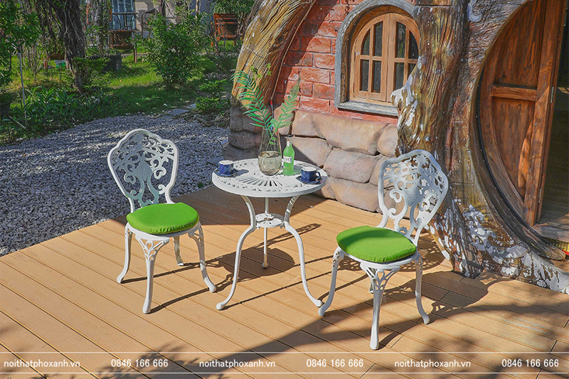 Bộ b&agrave;n ghế nh&ocirc;m đ&uacute;c nhỏ ngo&agrave;i trời s&acirc;n vườn,ban c&ocirc;ng BND-60CCTK