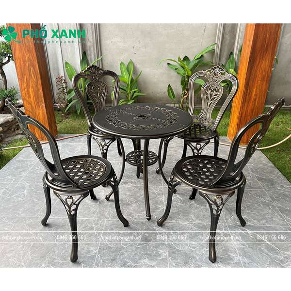 Bộ bàn ghế nhôm đúc nhỏ ngoài trời,sân vườn,ban công BND-6070D