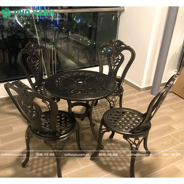 Bộ bàn ghế nhôm đúc nhỏ ngoài trời,sân vườn,ban công BND-6070D