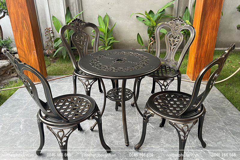 Bộ b&agrave;n ghế nh&ocirc;m đ&uacute;c nhỏ ngo&agrave;i trời BND-6070D