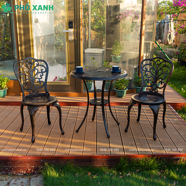 Bộ bàn ghế nhôm đúc nhỏ ngoài trời sân vườn,ban công BND-70D