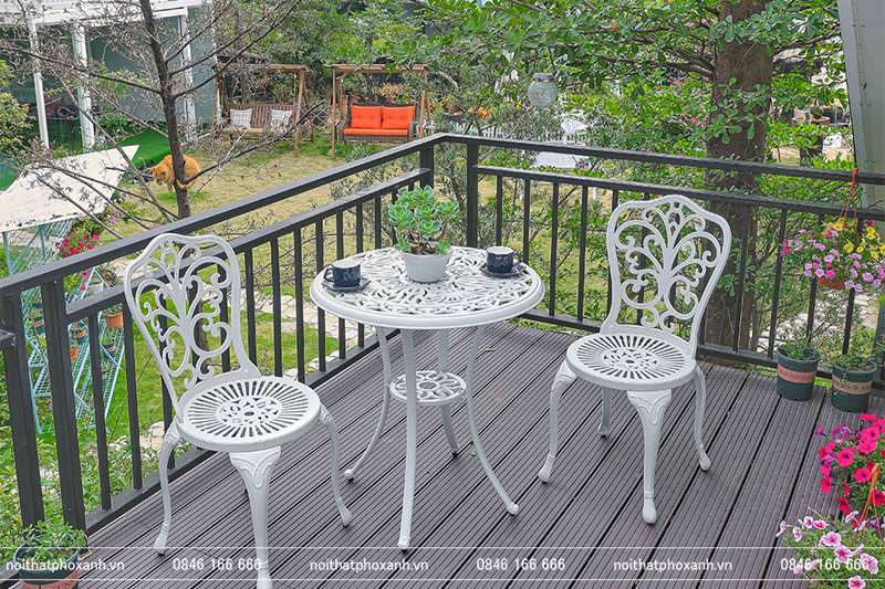 Bộ b&agrave;n ghế nh&ocirc;m đ&uacute;c nhỏ ban c&ocirc;ng, s&acirc;n vườn BND-70TK